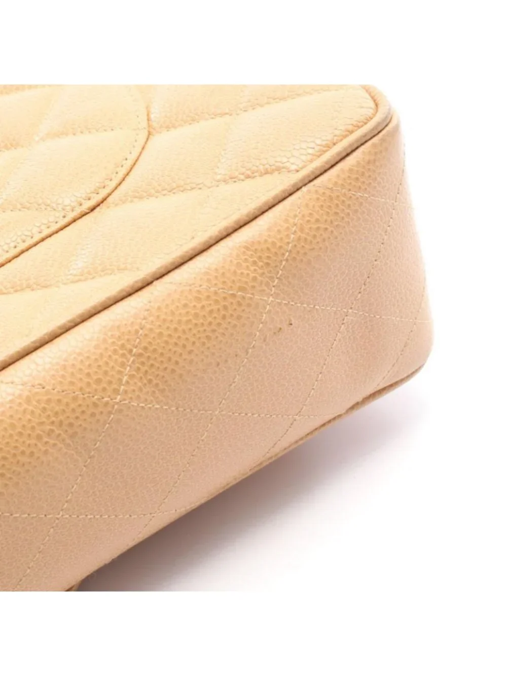 Chanel Shoulder Bag Maxi Quilted 30 Single Flap Beige Caviar Leather Chain